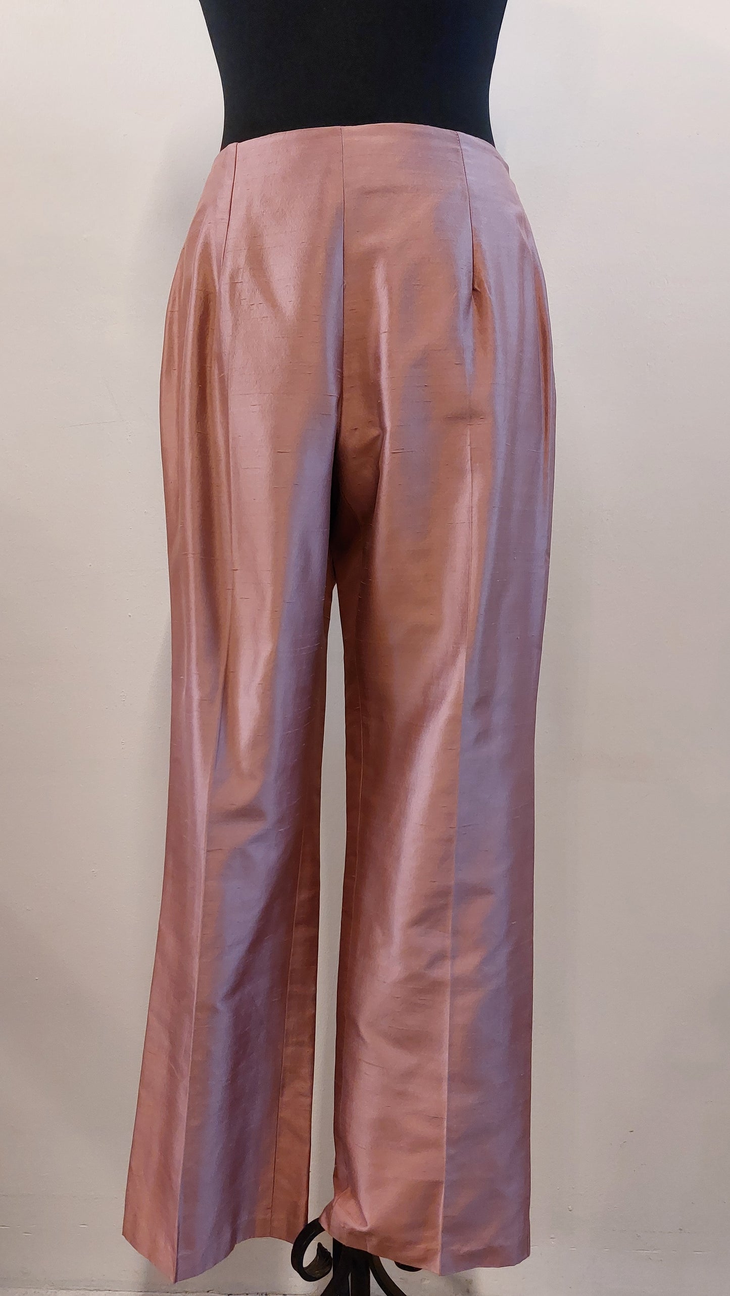 Broek pak van zijde | oudroze | L