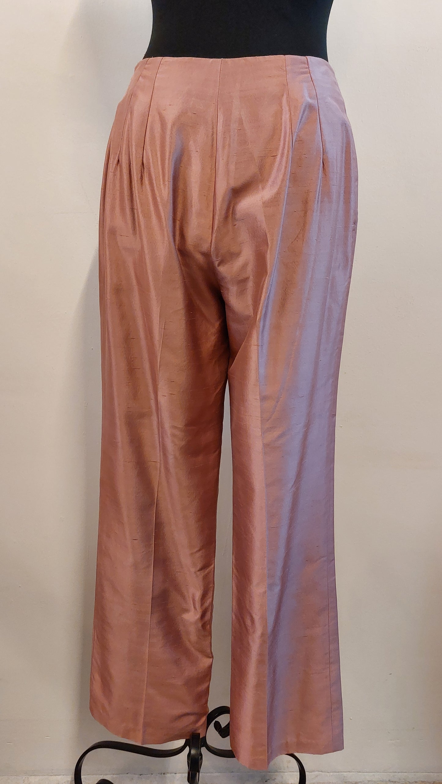 Broek pak van zijde | oudroze | L