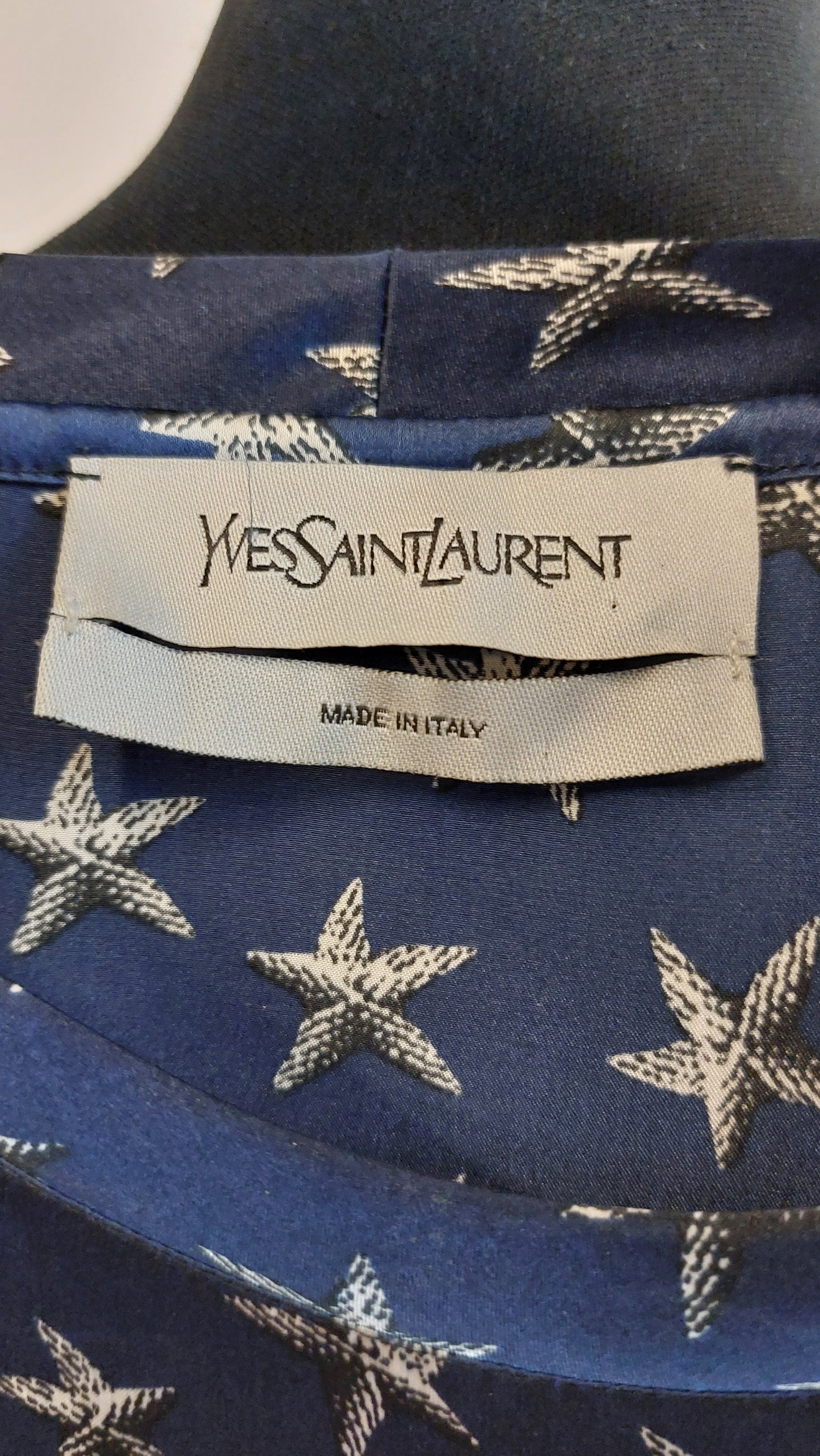 Yves Saint Laurent Marine zijden jurk | L / XL