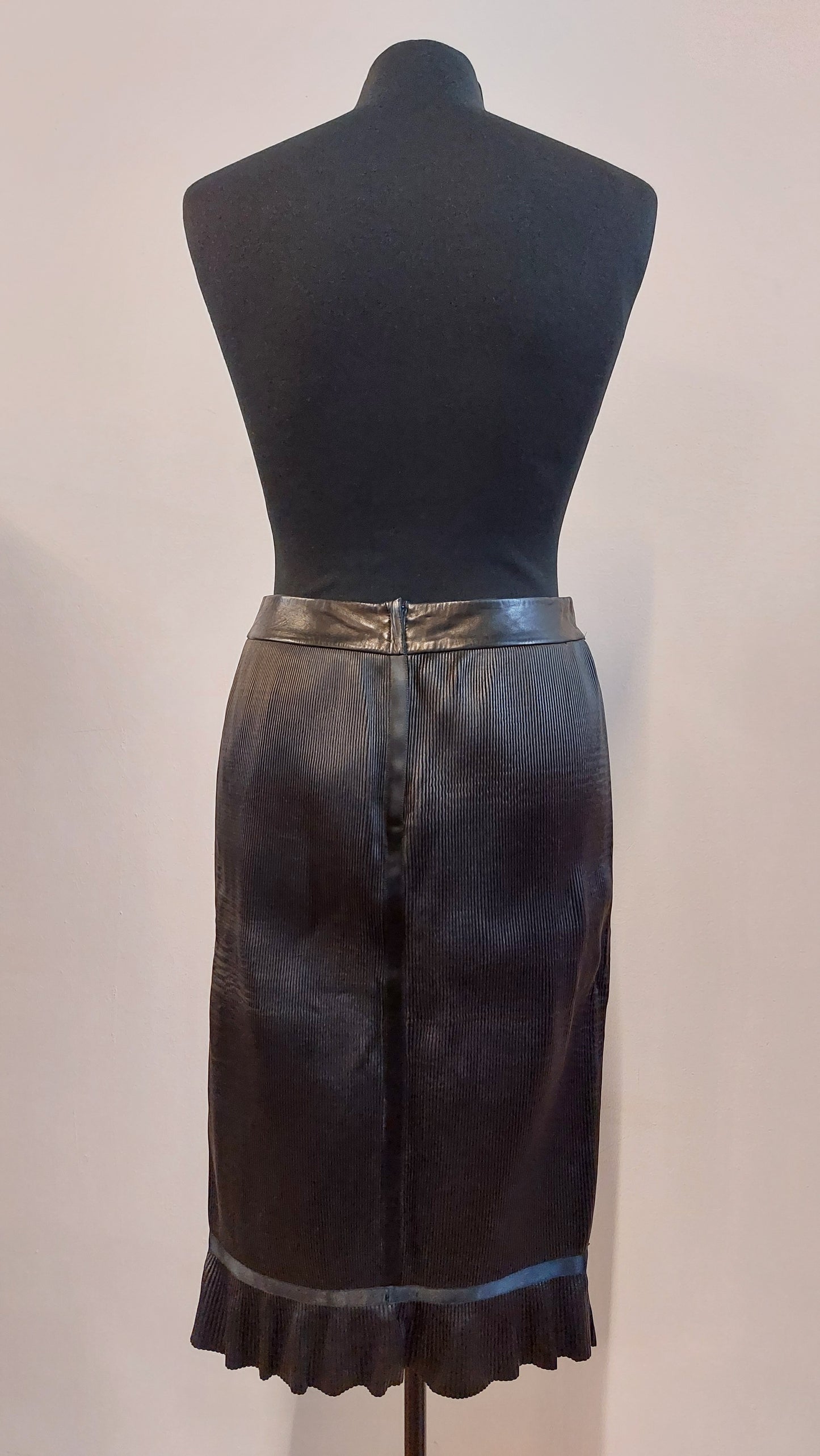 Chanel zwarte kalfsleren rok | Leer | Maat S / M