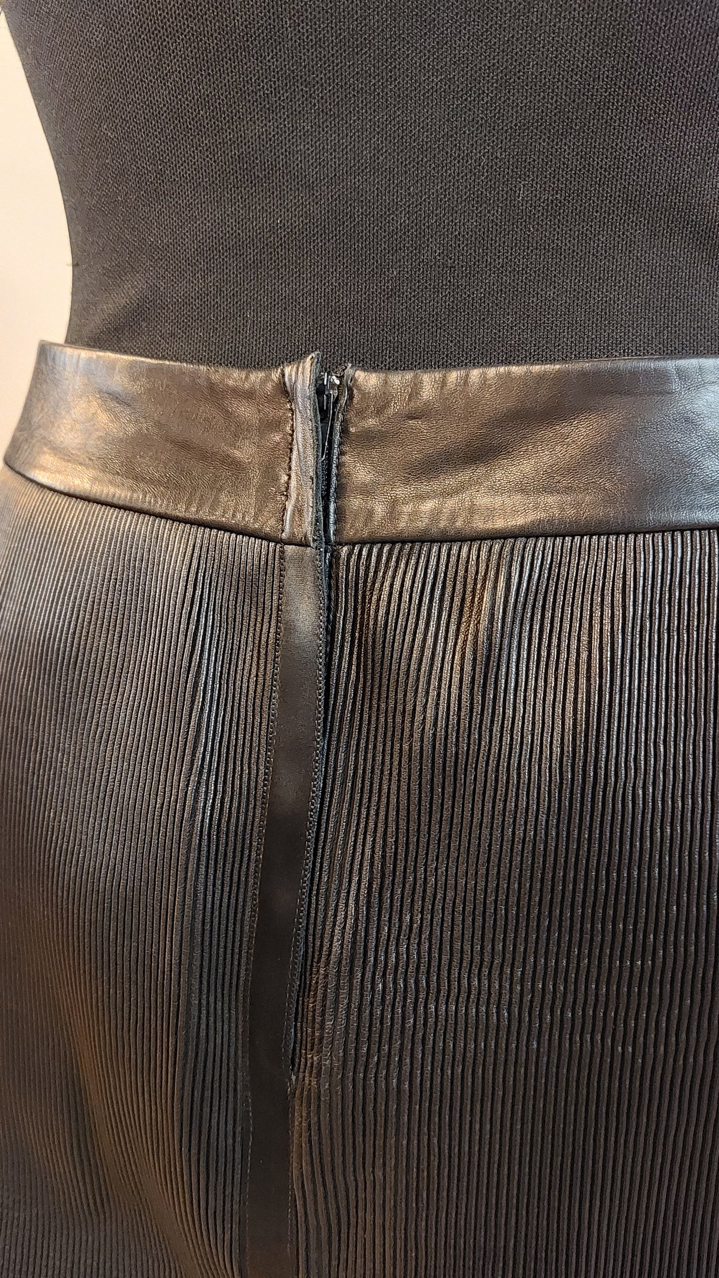 Chanel zwarte kalfsleren rok | Leer | Maat S / M