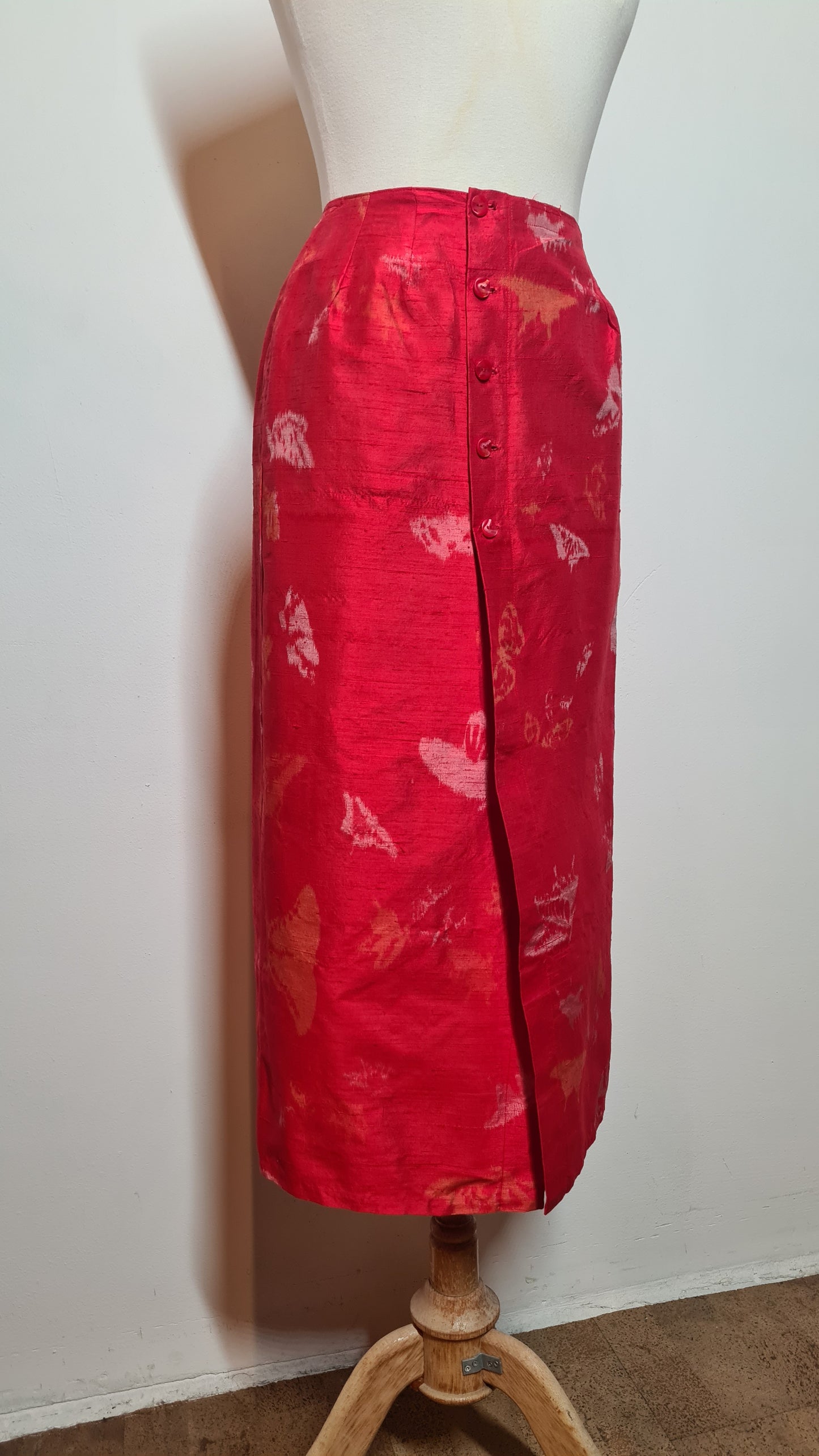 Maxirok poederrood | Ruwe zijde | M