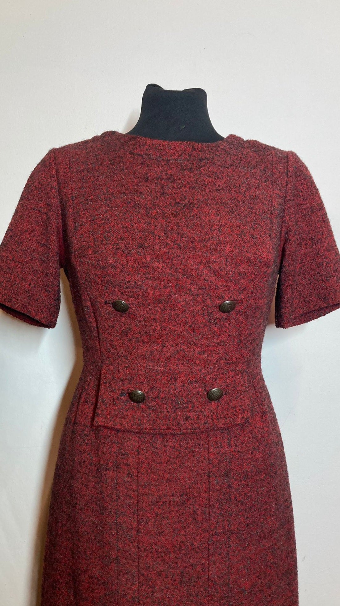 Jurk jaren 50 | bordeauxrode gêmeleerde wol | S