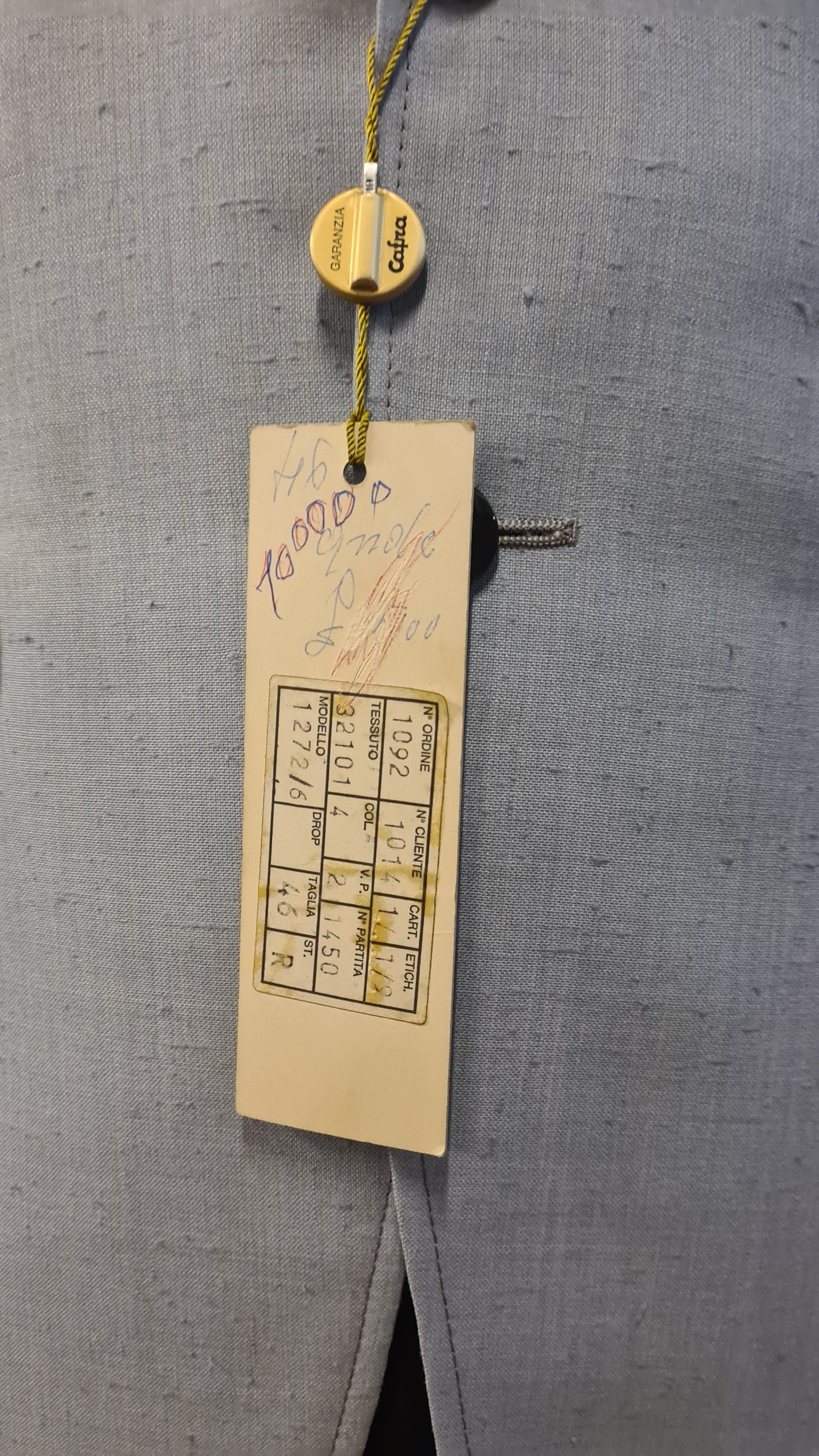 Jaren 70 pak | Maat 46 heer / 36 dames | linnen en zijde | nieuw met kaartjes