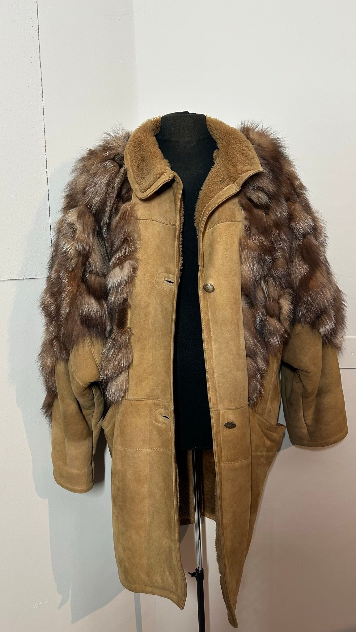 Jas bont / suede / gevoerd | Jaren 80 | L