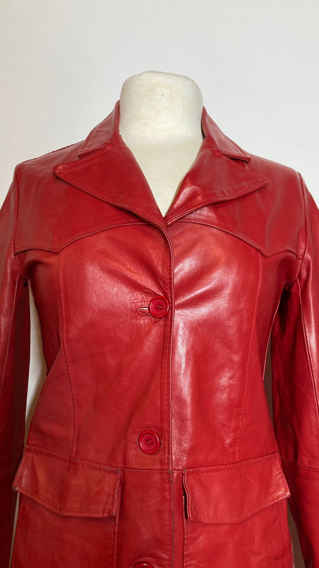 Rode leren jas | original 70's | S