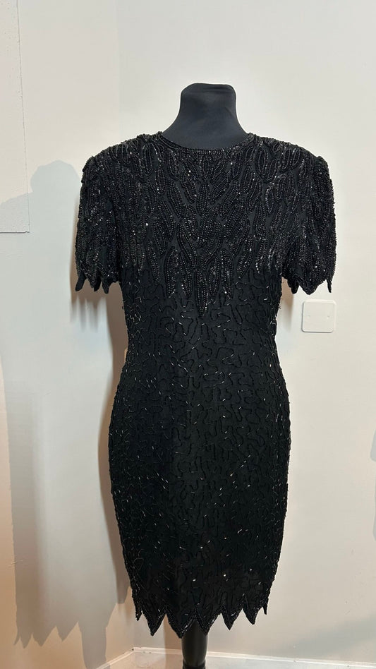 Jurk zwart pailetten | Zijde | L